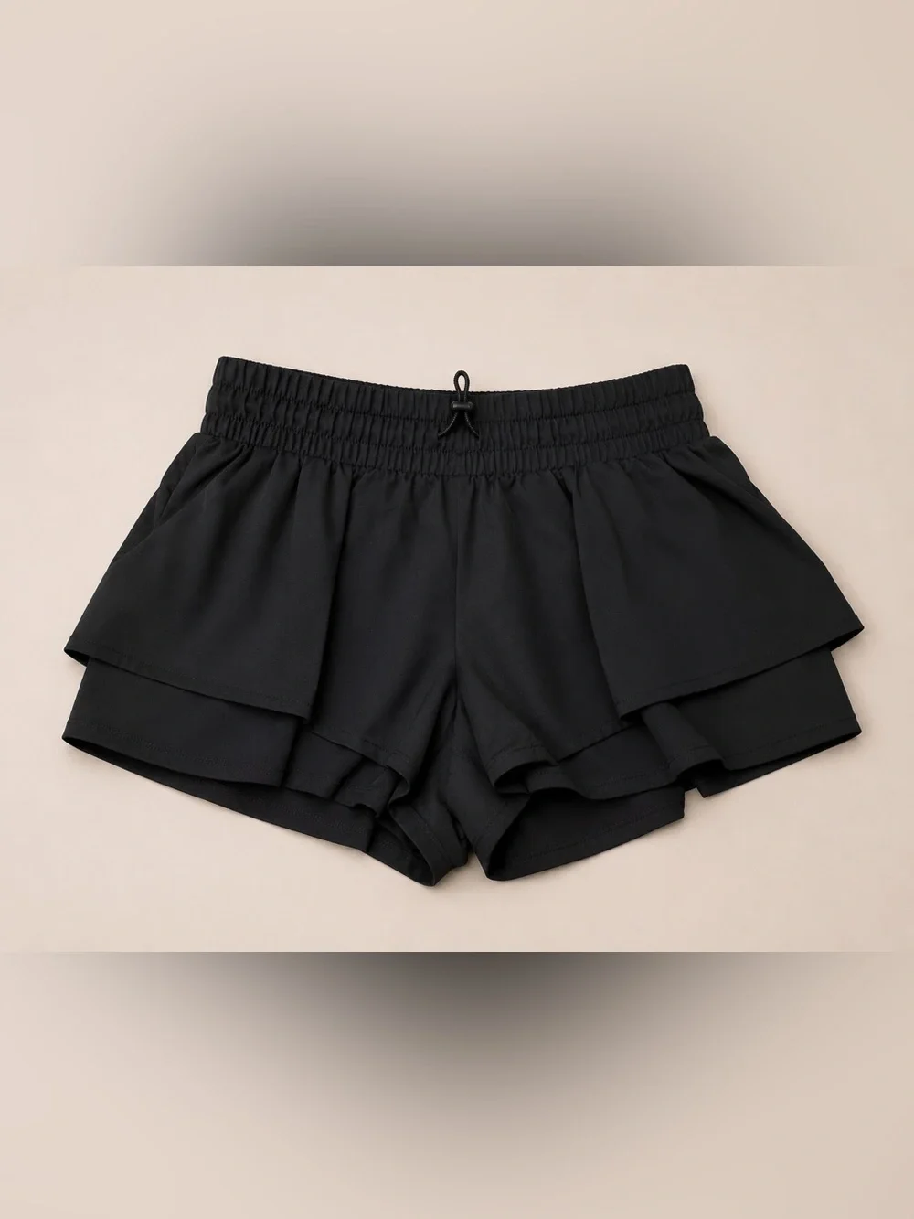 NEW JoyLab Women’s High-Rise Pleated Side Athletic Shorts Built-In Brief Black M